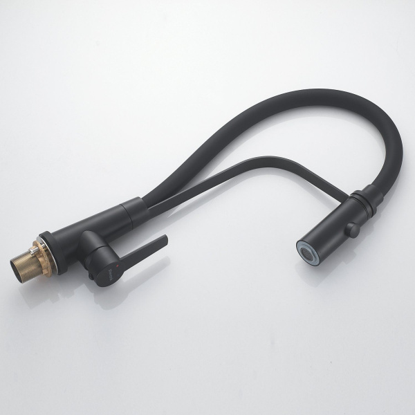 Смеситель для кухни с гибким изливом и режимом "душ" Shevanik S943H-3, черный