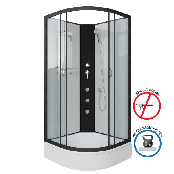 Душевая кабина Niagara Classic NG-6701-14BKG 90х90х200, средний поддон 26 см, стекло прозрачное, черные профиля