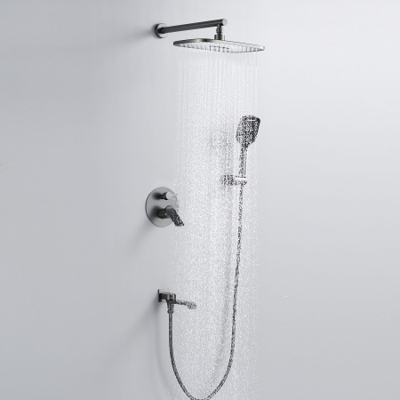 Душевая система встраиваемая Shevanik S4135T, оружейная сталь