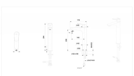 Смеситель для умывальника Bravat Rhein высокий F1429564BW-A-ENG