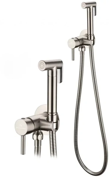 Смеситель встраиваемый с гигиеническим душем Grocenberg GB001 Никель