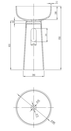 Раковина Солид Серфейс (Solid Surface) Vincea VBS-4SP02MW, 480*480*850, напольная, цвет белый матовый
