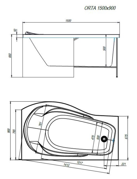 Ванна ALEX BAITLER™ ORTA L 150*90 пустая