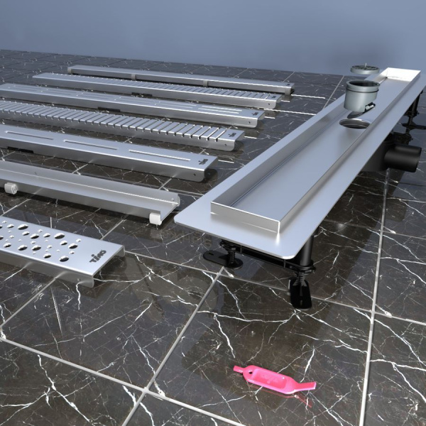 Комплект водоотводящий желоб DP20-700 из нержавеющей стали + Декор. решетка DG20-700 70СМ