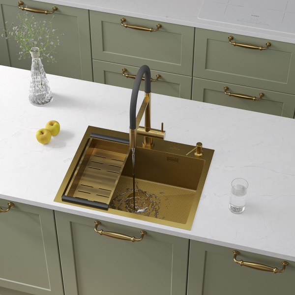 Кухонная мойка Roxen Snake 60 Gold (текстурное покрытие)