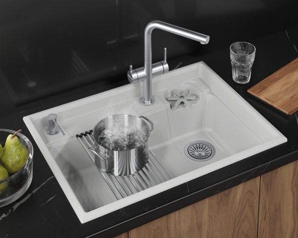 Мойка для кухни Granula Kitchen Space Rinzer 7308R арктик, 73х52 см, прямоугольная
