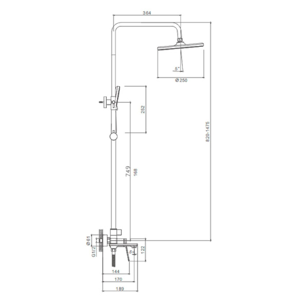 Душевая система Splenka S04.24, хром