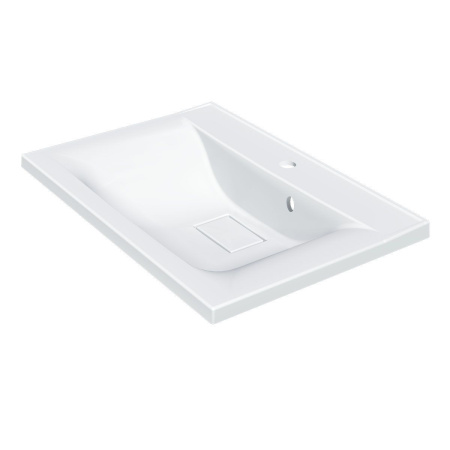 Тумба Vincea Mia 650 подвесная, 2 выкатных ящика soft close, Beton с умывальником VCB-3M650W из искусственного камня, цвет белый