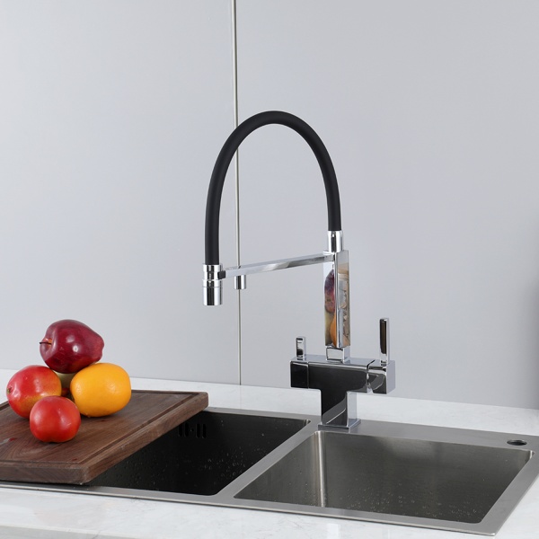 Смеситель для кухни с гибким изливом и подключением фильтра GAPPO G4395-50, хром