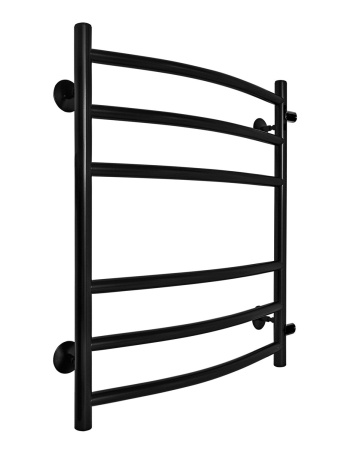 Полотенцесушитель водяной Fincopper FCB 630х500 черный RAL 9005, 6 перекладин, боковое подключение прямое 3/4'х1/2' ГШ с чашками и эксентриками
