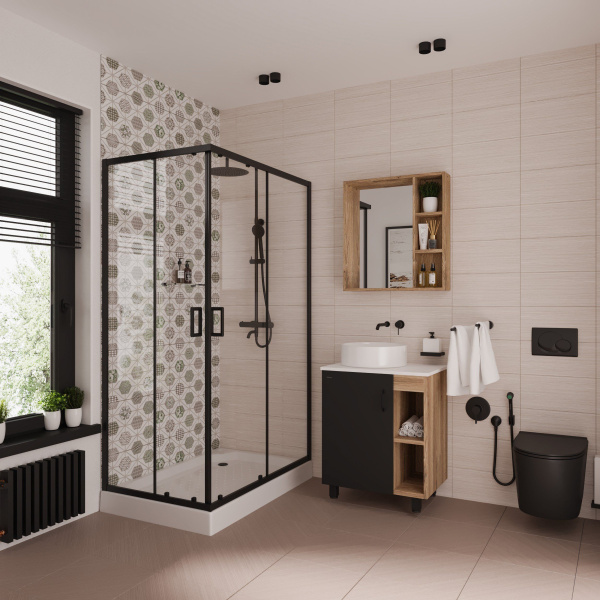 Душевое ограждение Niagara Nova NG-6810-08 BLACK 120x80x190 прямоугольник, двери раздвижные