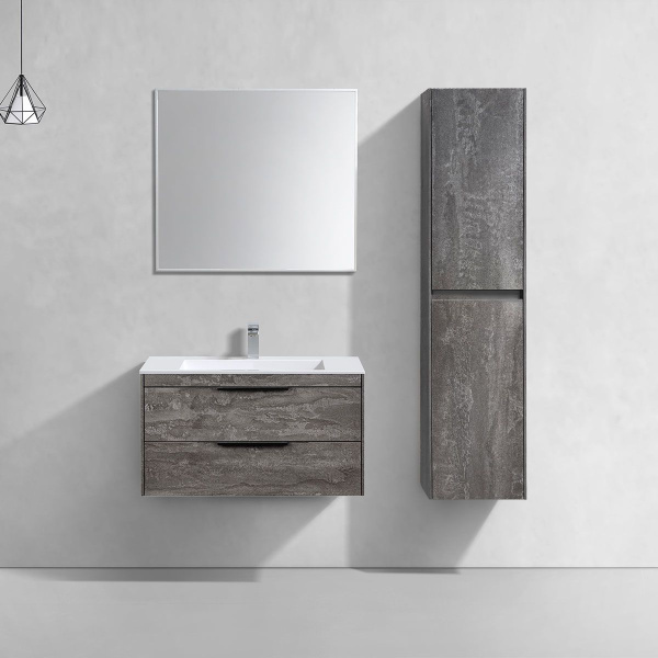 Тумба Vincea Chiara 2D 800 подвесная, 2 выкатных ящика soft-close, G.Stone с умывальником VCB-13800W из искусственного камня, цвет белый