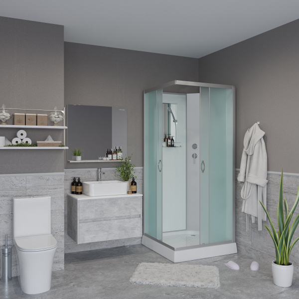 Душевая кабина Niagara Classic NG-1101-14BK 90х90х200, низкий поддон 13 см, стекло матовое с полкой