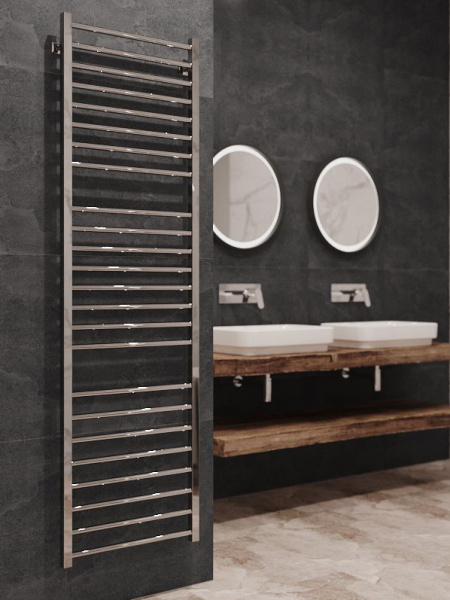 Полотенцесушитель водяной Stinox Classic Luxe 500x1800, нижнее подключение, хром, 1/2" ВР (внутренняя резьба), 24 перекладины