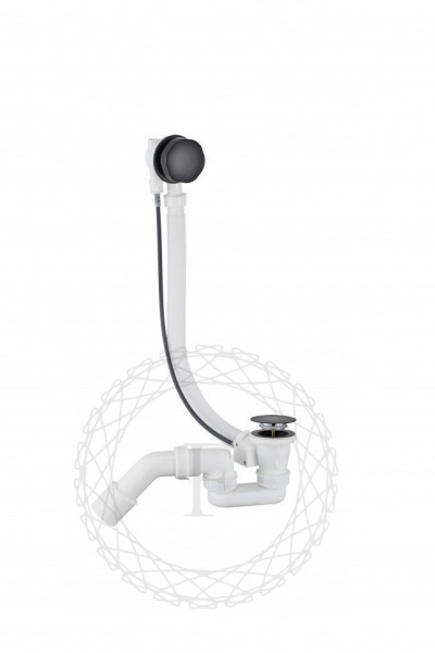 Сифон для ванны полуавтоматический FILARETE FL80 (Черный матовый)