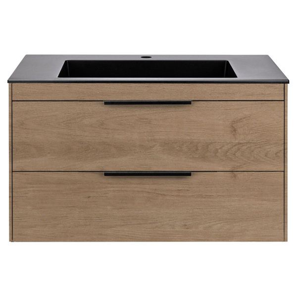 Тумба под раковину Vincea Chiara 2D 800 подвесная, 2 выкатных ящика soft-close, N.Oak