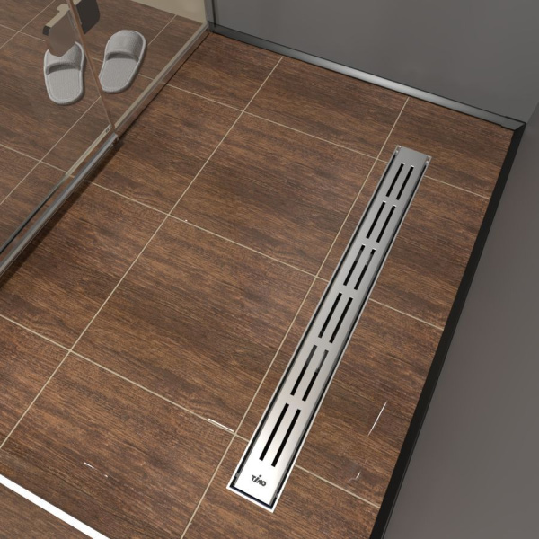 Комплект водоотводящий желоб SP10-700 из пластика, с порогами из нерж. стали + Перфорированная решетка DG10-700