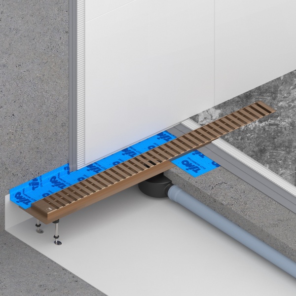 Душевой лоток TIMO Drain System 900 с вставкой "lines", Розовое золото
