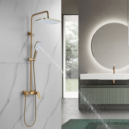 Душевая система Shevanik S4136G, золотой сатин