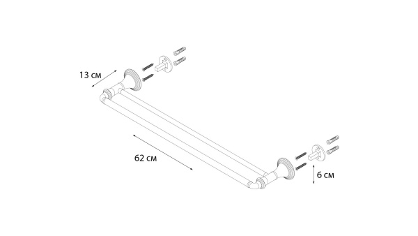 Полотенцедержатель трубчатый 2-ой Fixsen Best FX-71602 60 см