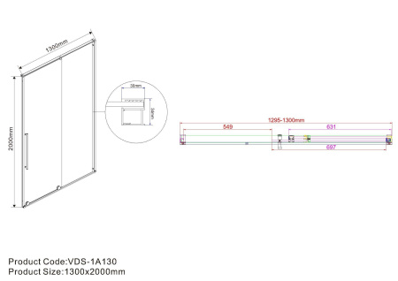 Душевая дверь Vincea Arno VPS-1A130CL, 1300, хром, стекло прозрачное