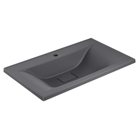 Тумба Vincea Mia 750 подвесная, 2 выкатных ящика soft close, V.Oak с умывальником VCB-3M750G из кварцевого камня, цвет серый