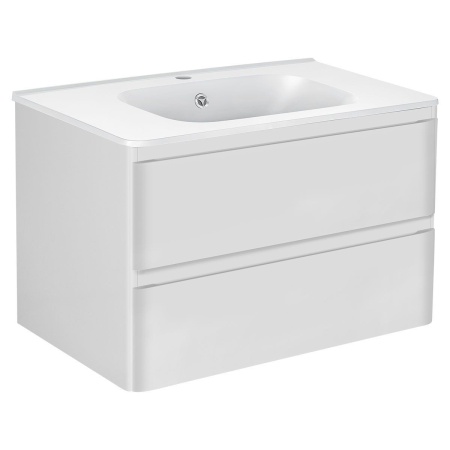 Тумба Vincea Vico 800 подвесная, 2 выкатных ящика soft close, G.White с умывальником VCB-2VP800G из искусственного камня, цвет серый
