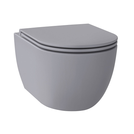 Безободковый подвесной унитаз в наборе 2 в 1: чаша подвесного унитаза, быстросъемное сиденье микролифт, цвет матовый серый Wellsee Chalice Perfection 182610001