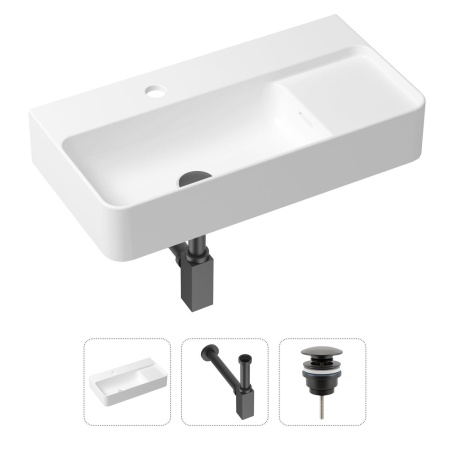 Комплект 3 в 1 Lavinia Boho Bathroom Sink 21520505: накладная фарфоровая раковина 60 см, металлический сифон, донный клапан