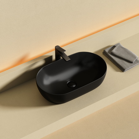 Раковина Ceramicanova Твист (Twist) накладная овальной формы 500x300x140 черный матовый CN12001MB