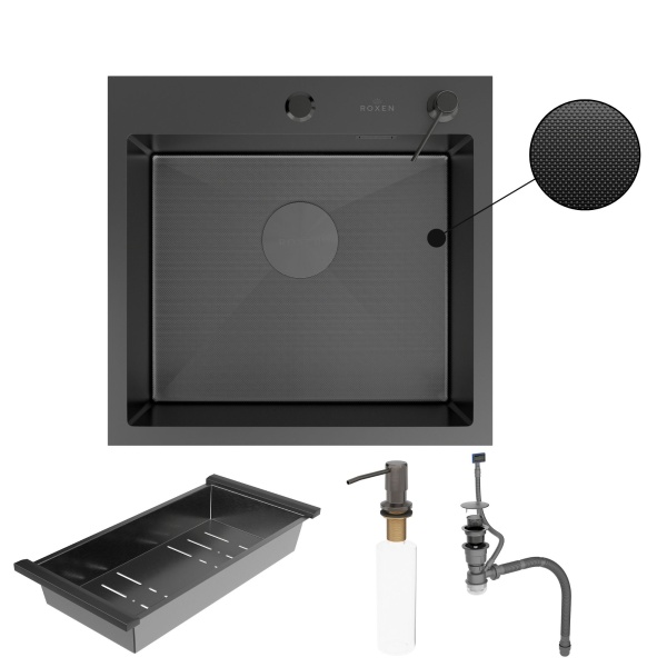 Кухонная мойка RoxenBath Simple 50 PVD зернистый графит