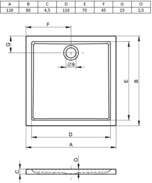 Душевой поддон Riho Davos 275 DA7500500000000 80x120
