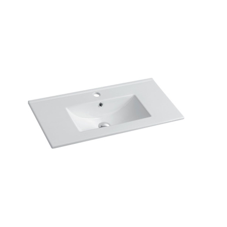 Тумба Vincea Mia Slim 800 подвесная, 2 выкатных ящика soft close, R.Wood с умывальником VBS-13980S1 керамическая, цвет белый