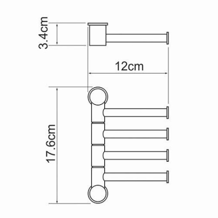 Держатель полотенец четверной WasserKRAFT  K-1054PG