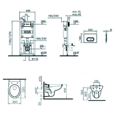 Комплект VitrA Normus 9773B003-7203 кнопка матовый хром