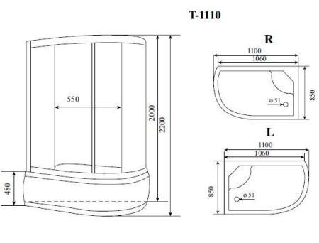 Душевая кабина Timo Standart T-1110 L 110x85x220