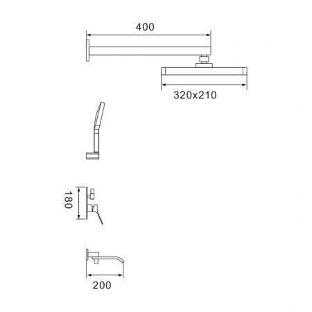 Душевая система встраиваемая Shevanik S4135T, оружейная сталь