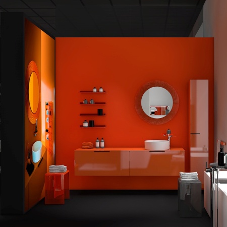 Laufen Kartell Зеркало круглое d=78см, настенное, без подсветки, цвет: оранжевый 3.8633.1.082.000.1