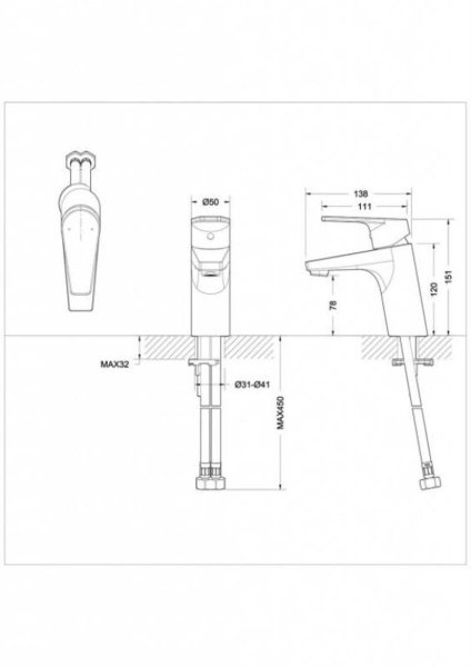 Смеситель для раковины Bravat Line F15299C-1, хром
