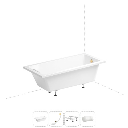 Акриловая ванна в наборе 4 в 1: встраиваемая ванна, слив-перелив, ножки, подголовник Wellsee FreeDom 20212766R