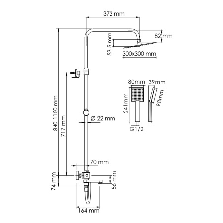 A199.118.141.087.CH Thermo Душевой комплект WasserKRAFT с термостатическим смесителем