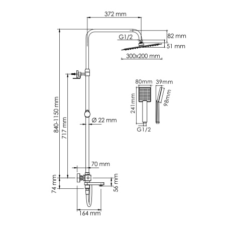A199.069.141.087.CH Thermo Душевой комплект WasserKRAFT с термостатическим смесителем