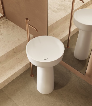Раковина Солид Серфейс (Solid Surface) Vincea VBS-4SP02MW, 480*480*850, напольная, цвет белый матовый