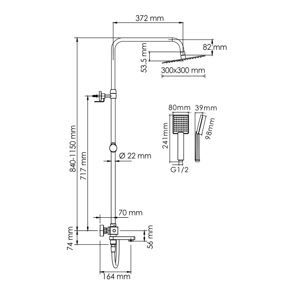 A199.118.141.087.CH Thermo Душевой комплект WasserKRAFT с термостатическим смесителем