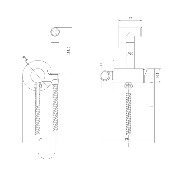 Гигиенический душ со смесителем FASHUN A7505-7, черный