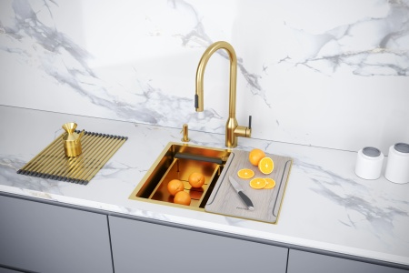Мойка нерж. сталь NEXT-MULTI SINK 54 UNI, PM785445-BG, брашированное золото, 540х450мм, Paulmark