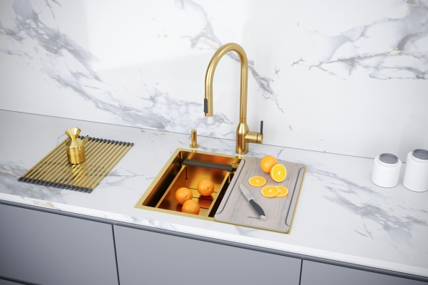 Мойка нерж. сталь NEXT-MULTI SINK 54 UNI, PM785445-BG, брашированное золото, 540х450мм, Paulmark