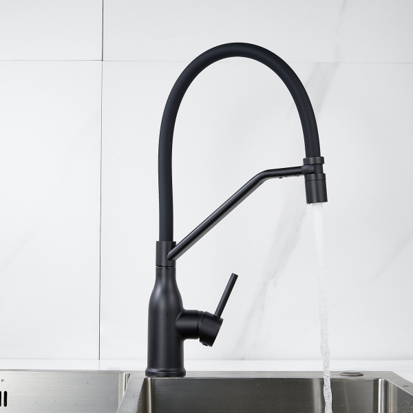 Смеситель для кухни с гибким изливом Shevanik S343H-3, черный