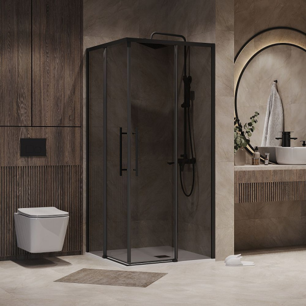 Душевое ограждение  Niagara Nova  NG-2830-34BLACK (100*100*195) квадрат, двери раздвижные