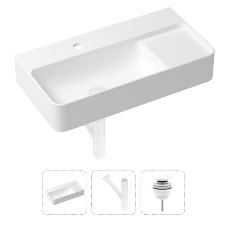 Комплект 3 в 1 Lavinia Boho Bathroom Sink 21520521: накладная фарфоровая раковина 60 см, металлический сифон, донный клапан